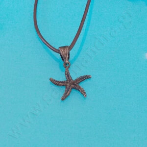Black rhodium plated sterling silver pendant with leather chain